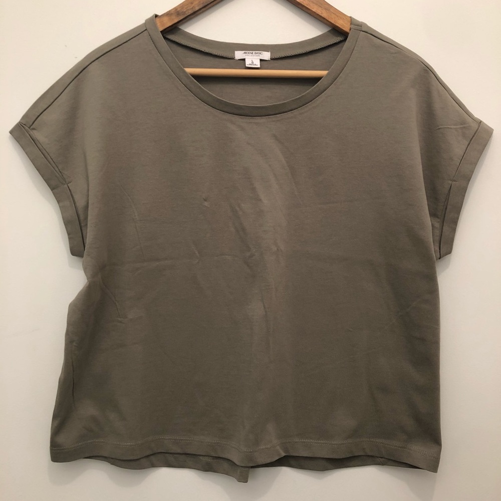 Olive green crop T-shirt